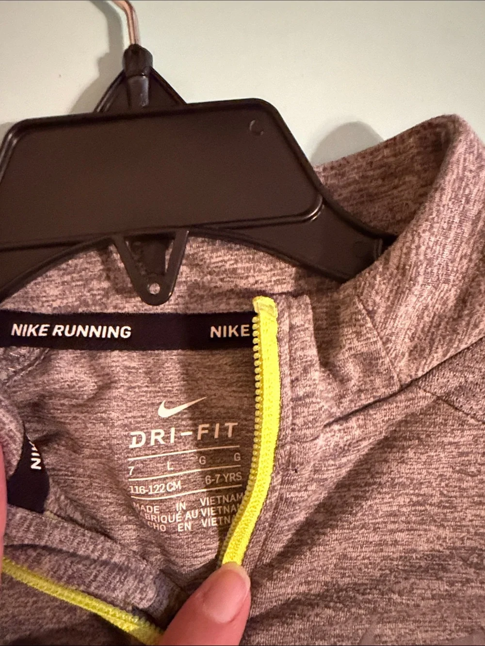 Nike Gray Half-Zip Turtleneck Sweater with Neon Yellow Accents